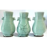 (lot of 3) A group of Chinese celadon vases
