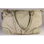 GUCCI Guccissima Large Sukey Top Handle Bag Dusty White