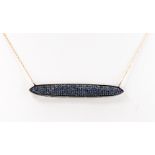Sapphire, blackened silver, 14k yellow gold necklace