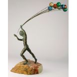 A Curtis Jere "Balloon Boy" patinated bronze and acrylic sculpture