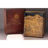 A Japanese Landscape Maki-e Stationary Box, Meiji Period