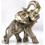 A silverplated model of an elephant