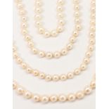 Collection of 4 cultured pearl, 14k white gold necklaces
