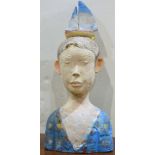 A "Bust of youth" polychrome ceramic sculpture