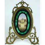 An Italian micro-mosaic plaque of the Vatican, the oval plaque centering St