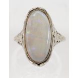 Opal, cameo, 14k white gold swivel ring