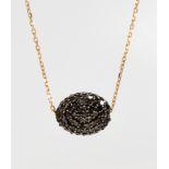 Diamond, blackened silver, 18k yellow gold necklace