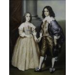 A framed portrait miniature of "William II and Fiancee"