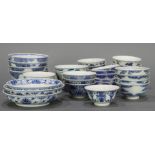 (lot of 36) A group of Chinese blue and white bowls and dishes