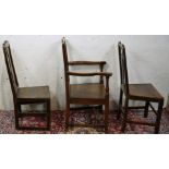 A group of English oak dining chairs