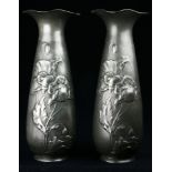 A pair of Kayserzinn German Art Nouveau pewter vases