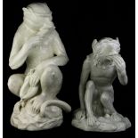 Italian porcelain figures of monkeys