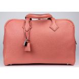 Hermes salmon pink victoria II 35 bag in Taurillon Clemence leather