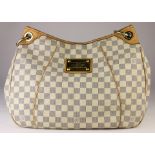 Louis Vuitton Galliera Azur Damier PM White Coated Canvas Shoulder Hobo Bag