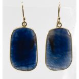 Pair of sapphire, 18k yellow gold earrings