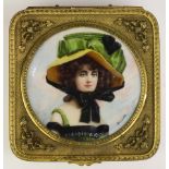 A French gilt bronze inset portrait miniature dresser box