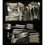 (lot of 76) A Lunt English Shell sterling silver flatware set