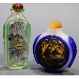 (lot of 2) Inside Painted Peking glass snuff bottles