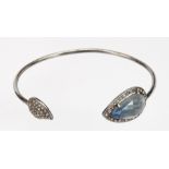 Sapphire, diamond, silver bracelet