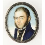 A European miniature portrait of a gentleman 19th century