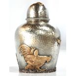 A Gorham Aesthetic sterling mixed metal tea caddy