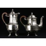 (lot of 2) A French Robert Linzeler silver tea and coffee set