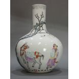 A Large Chinese Famille Rose 'Figure' Bottle Vase with Six Characters QianLong Mark