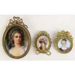 (lot of 3) A lot of framed miniature portraits