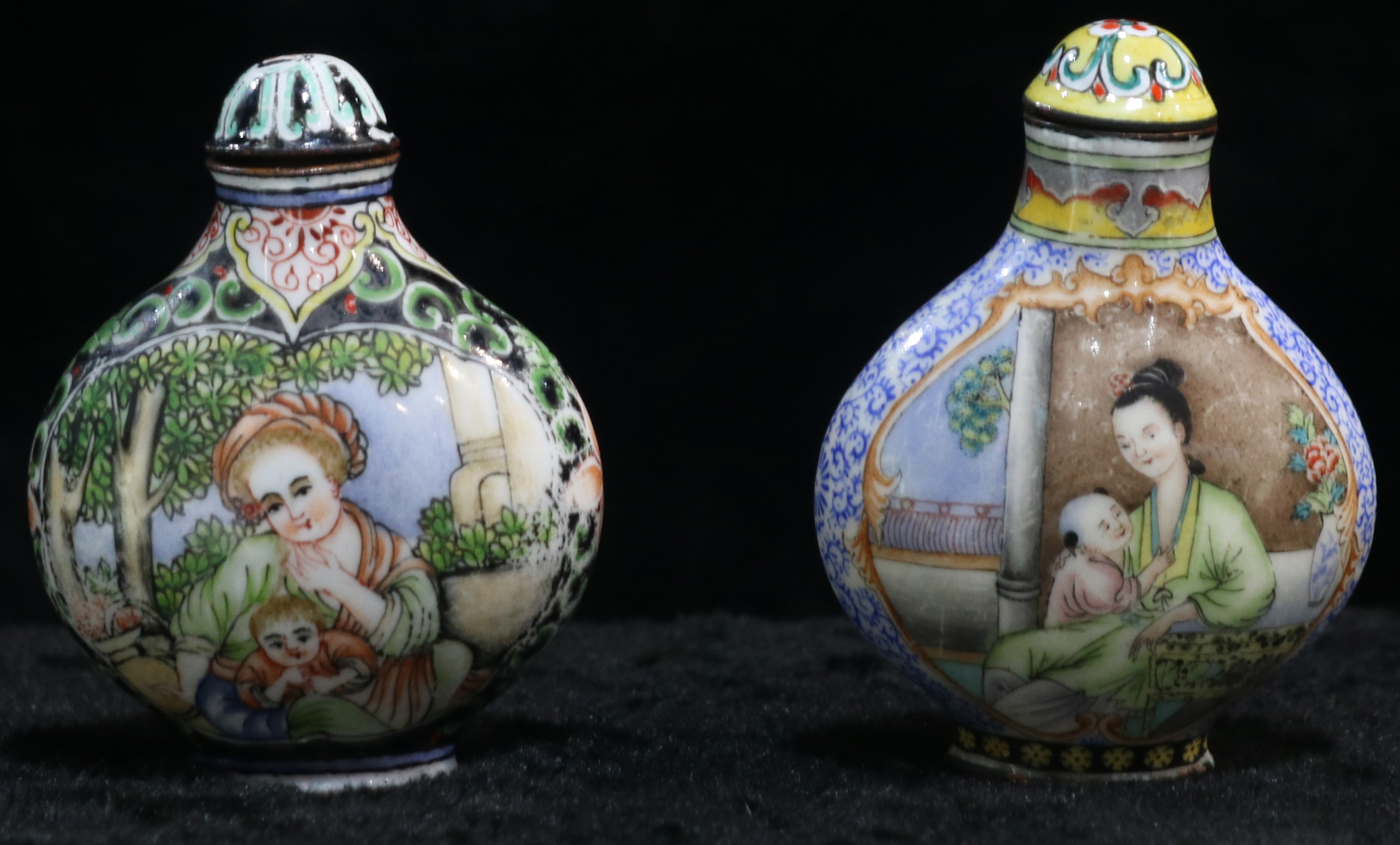 (lot of 2) Chinese painted enameled copper snuff bottles - Image 2 of 2