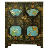 Chinese cloisonne and polychrome lacquer cabinet