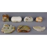 (lot of 7) Chinese jadeite figural carvings