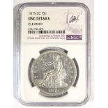 1875 CC Trade $1 slabbed NGC UNC Details