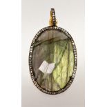 Labradorite, diamond, silver gilt pendant