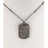 Diamond, blackened silver necklace