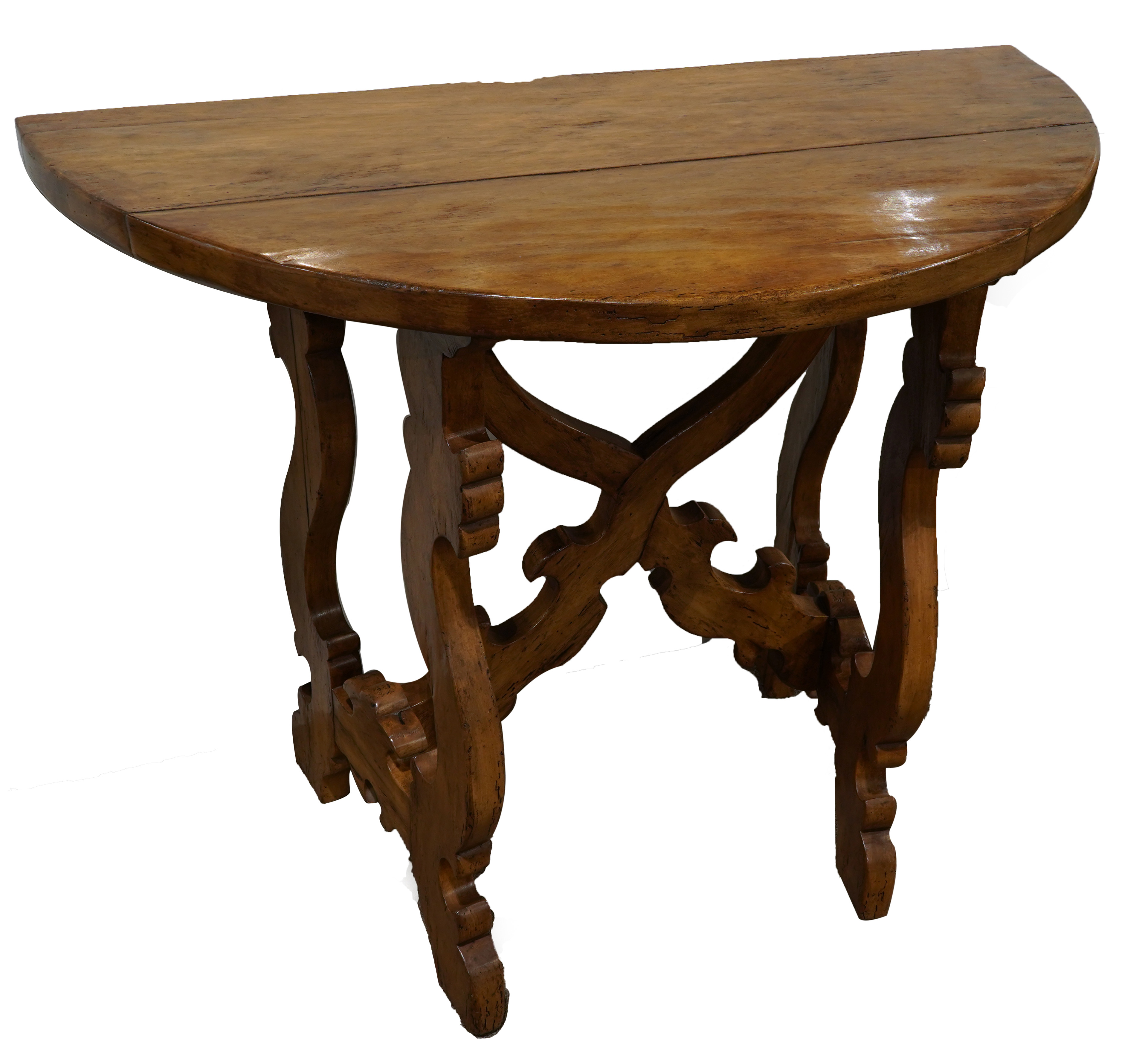 A Baroque style walnut console table