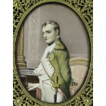 A framed portrait miniature of Napoleon