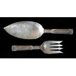 (lot of 2) A pair of Gorham Aesthetic sterling fish servers