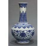 A Chinese Blue and White 'Lotus' Vase With QianLong Mark