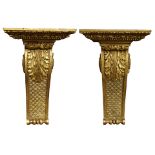 A pair of Neoclassical style giltwood wall brackets