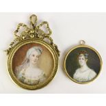 (lot of 2) A lot of French brass framed miniature portraits of young ladies