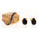 Sapphire, 14k yellow gold jewelry suite