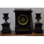 Neoclassical style clock and garniture