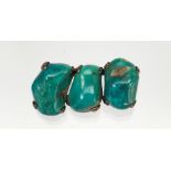 Turquoise, chrysocolla, silver brooch