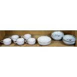 (lot of 12) Five Heath Pottery tea cups and a bowl with six Scottish Buchan stoneware bowls