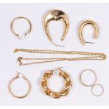 (Lot of 8) Yellow gold and gold-filled jewelry items