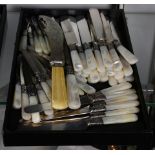 (55) Sterling and mother of pearl cutlery set