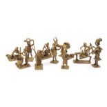 (lot of 12) West African 20th century Senufo style lost wax cast brass alloy figura sculptures
