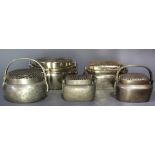 (lot of 5) Chinese patinated silver metal handwarmers