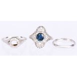 (Lot of 3) Sapphire, 18k white gold rings