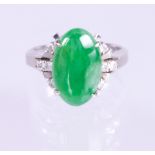 Jadeite, diamond, metal ring